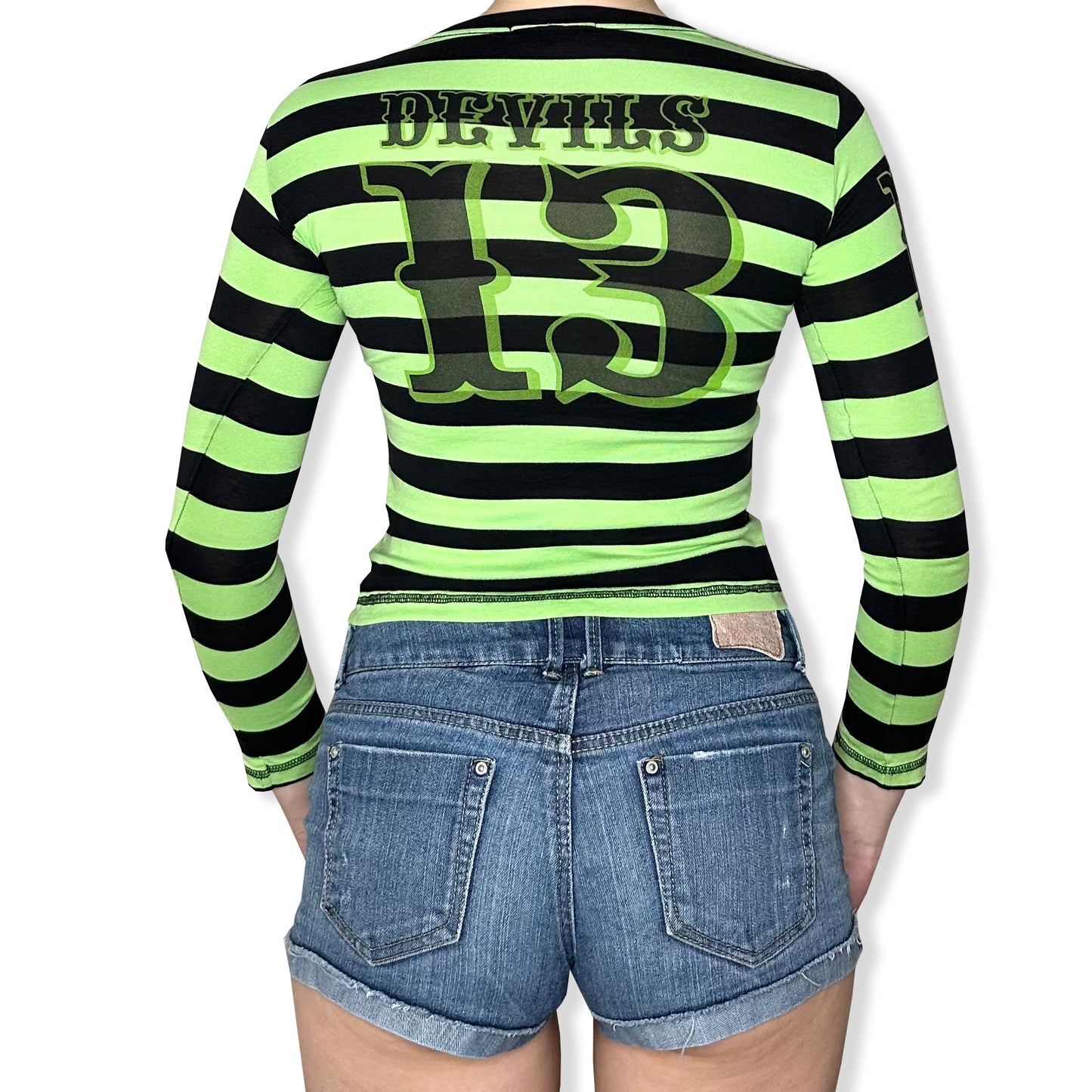 Hysteric Glamour Mini Black & Lime Green Devils Long Sleeve (Fits XS-S)