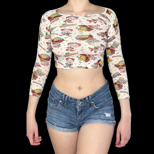 Hysteric Glamour All Over Print Cropped Long Sleeve (fits XXS)
