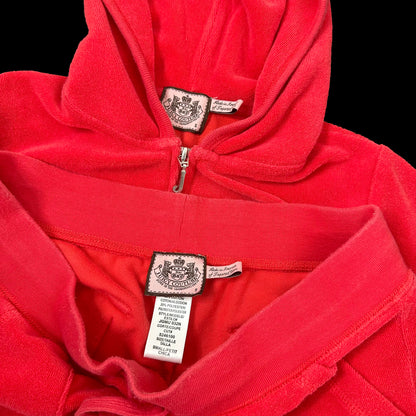 Y2K Salmon Red/Pink Juicy Couture Terry Cloth Tracksuit (S)