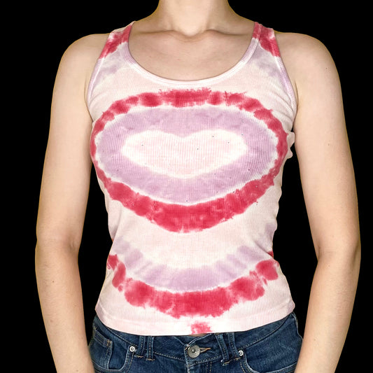 Y2K Pink & White Heart Tank Top (S)